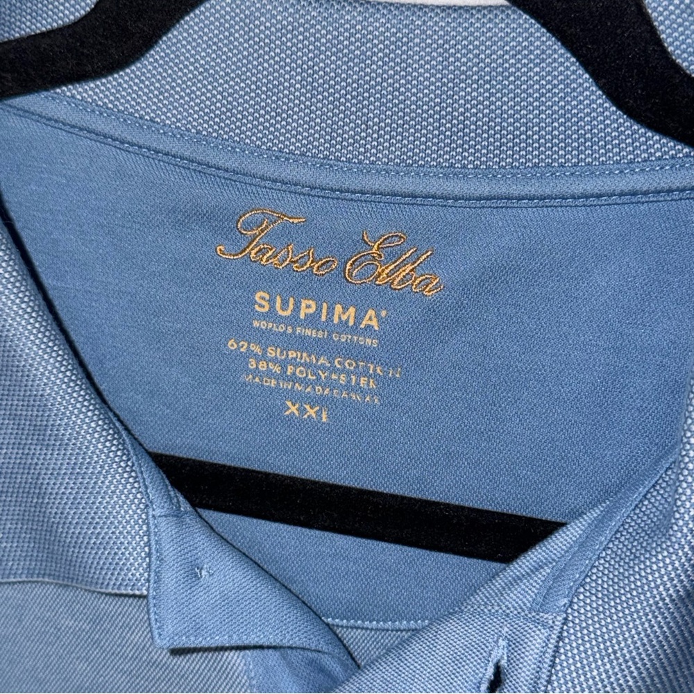 Tasso Elba Supima Blue Polo Golf Shirt - Picture 3 of 7